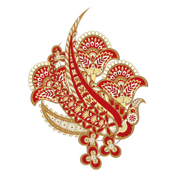 Paisley vector isolated pattern. Damask floral illustration in batik style