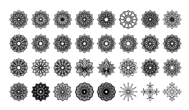 Luxury Mandala Ornamental Outline Set Editable Arabic Islamic Floral Vector Collection