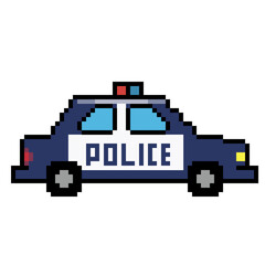 Retro 8-bit style police or cop patrol car without background © Mukhamat