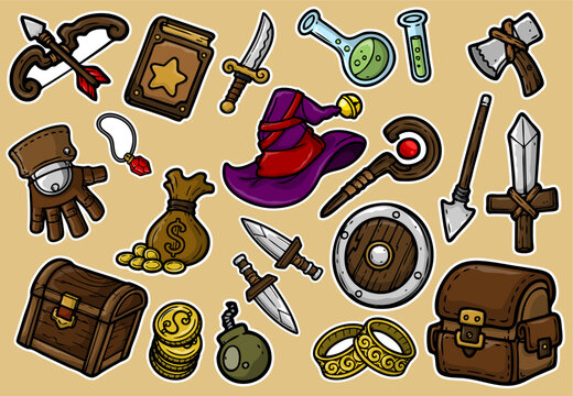 Fantasy RPG Item Icons Hand Drawn Doodle Game Assets Pack