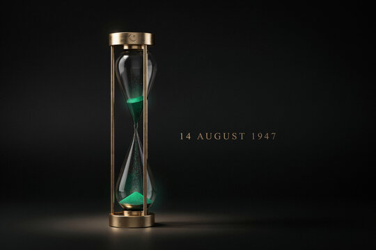 Luxury Hourglass with Crescent Moon and Star Emblem - Pakistan Independence Day 14 August 1947