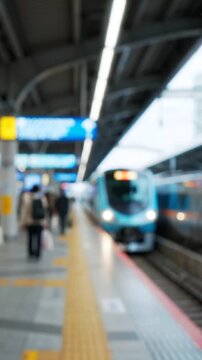 A Busy Train Station Scene Captured in Two Frames: The Energetic Commuters and the Arrival of a Modern Train Amidst a Blurred Background of Motion.