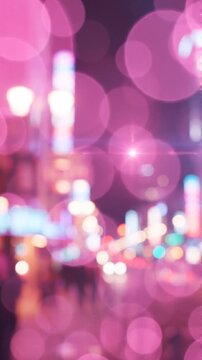 A Captivating Night Scene Filled with Blurry Lights and Colorful Bokeh Effects, Creating a Dreamlike Atmosphere of Urban Life and Movement