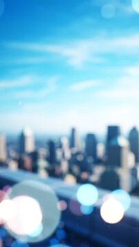 A Vibrant City Skyline Captured From Above, Showcasing Urban Architecture and Atmospheric Conditions in a Beautifully Blurred Perspective