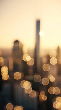 Capturing the Essence of a Sunset Cityscape: A Blurred Perspective on Urban Life and the Beauty of Architectural Wonders