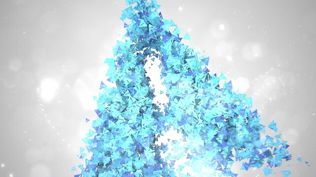 3D Triangle Exclamation Mark Symbol Formed by Small Floating Warning Particles Background Motion Graphic