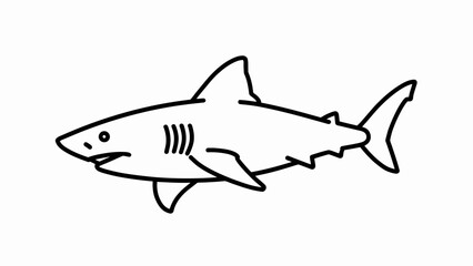 Fototapeta premium Simple black and white line drawing of a shark