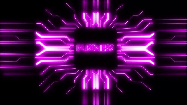 Abstract neon knowledge ability business gear icon Glowing neon line concept. Animation.manufacturing process management all connected in a digital circuit like pattern.