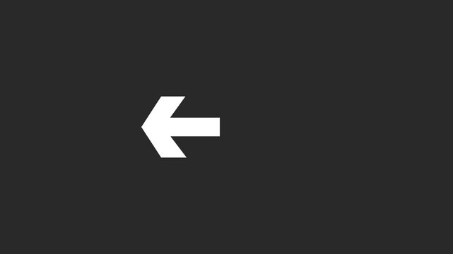 Simple white arrow pointing to the left on a dark grey background for navigation and user interface design