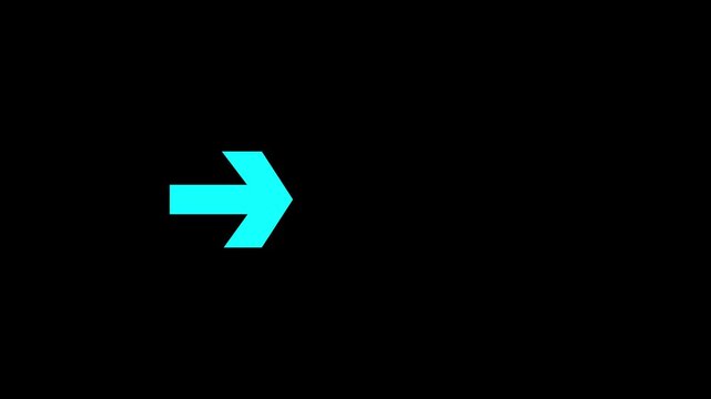 Bright cyan arrow pointing to the right on a simple black background for navigation and digital web design elements