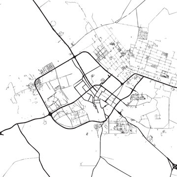 Tabuk in the Kingdom of Saudi Arabia  view of city streets and layout with roads and intersections