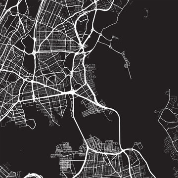 he Bronx New York in the United Stated of America  map illustration displays city streets and roads on a dark background
