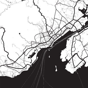 Cebu City in the Philippines City map illustration shows roads and highways near the coastline