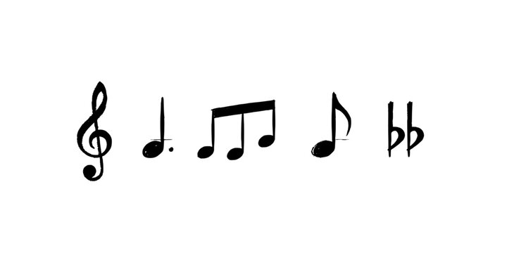 Musical Notes and Symbols Including a Treble Clef and Quarter Notes Featuring Eighth, Rest, Music with Notation and Sheet