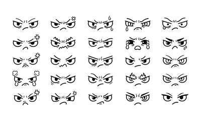 Fototapeta premium Vector Set of Angry and Annoyed Face Emoji Expressions for World Emoji Day