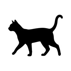 Black cat silhouette, feline icon, walking cat, animal symbol isolated on White Background silhouette © MdMasud