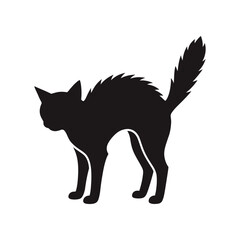 Black cat silhouette, feline icon, pet vector, animal graphic isolated on White Background silhouette © MdMasud