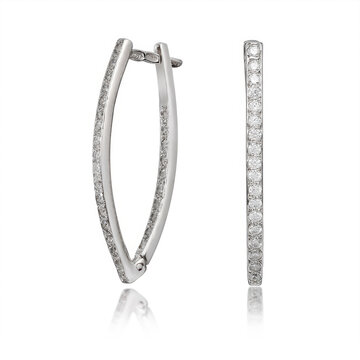 Premium sterling silver openwork earrings with intricate filigree design isolated on white. Professional studio product photography ideal for jewelry catalogs, e-commerce and luxury advertising.