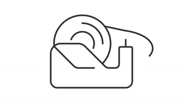 Animated essential educational supplies line icons. Various desk accessories animation set. Paper organization and storage items. Outline elements on white background. HD video with alpha channel