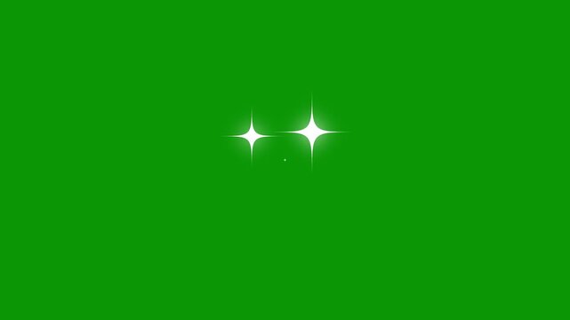 Glowing star light effect shiny sparkle effects a cute doodle vector style on a green screen background.