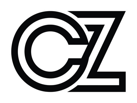 Cz monogram logo design, stylized letter c and z combined, modern minimalist vector icon