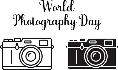 World photography day typography design with vintage camera icons for creative social media post. © happy