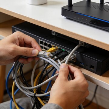 Connecting Ethernet Cables to Home Network Router