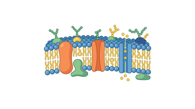 Cell Membrane Structure with Proteins and Transport Channels