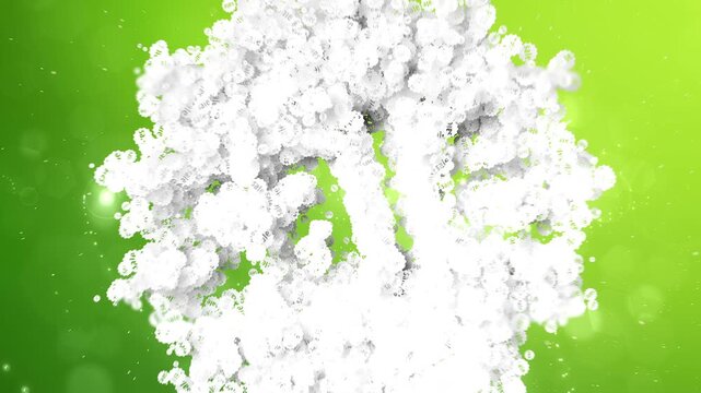 3D Discount Sale Symbol Formed by Small Floating Price Particles Background Motion Graphic