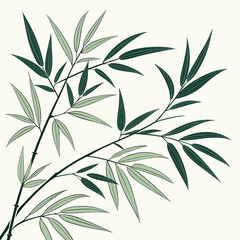 Fototapeta premium Graceful bamboo stalks with lush leaves artistic line illustration, botanical
