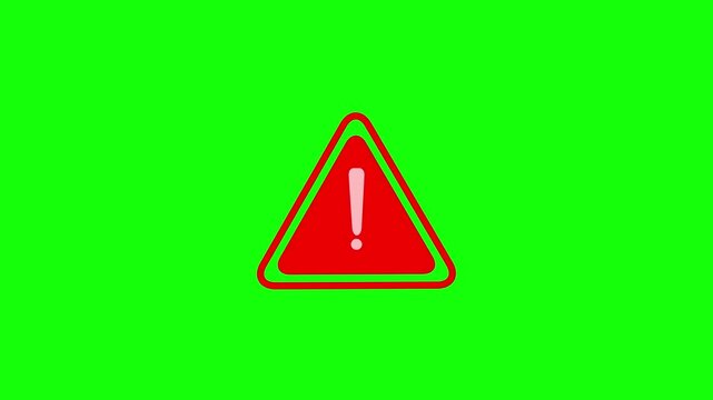 Warning Sign Pulsating On Green Screen Three Frame Sequence