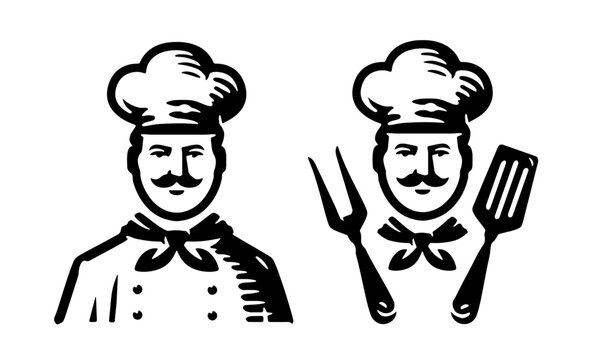 Chef mascot set vector illustration