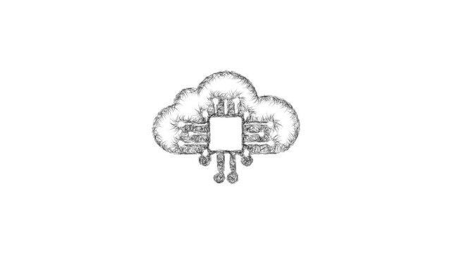 Sketch cloud platform icon animation - smooth progressive reveal