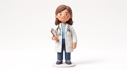 Fototapeta premium Friendly Female Doctor 3D Clay Character