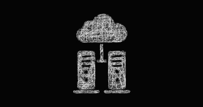 Sketch cloud data center icon animation - smooth progressive reveal