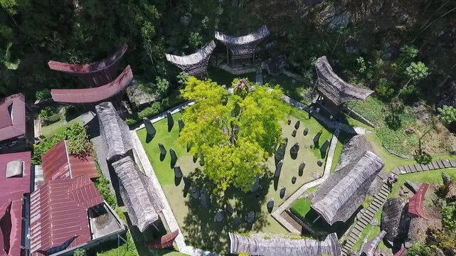 Drone View of Kalimbuang Bori Megalith Site in Tana Toraja