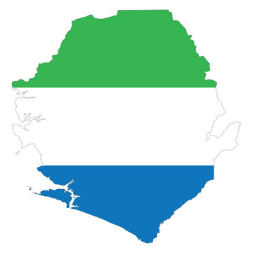 Vector map of Sierra Leone filled with the national flag colors. Ideal for geography, education, travel, and West African design projects.