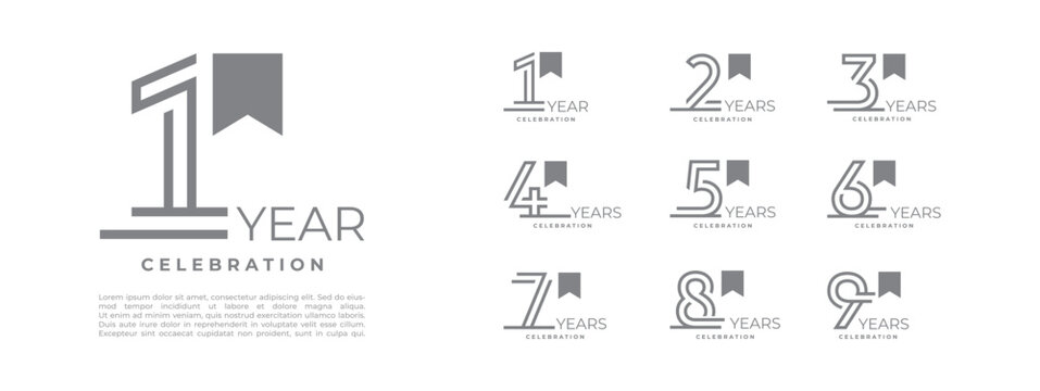 Anniversary logo type set with double line number. dark gary color for celebration event	