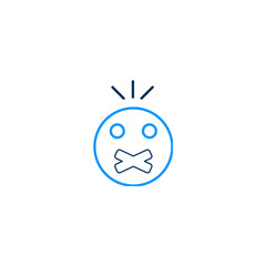 shocked face with zipped mouth blue icon © LR