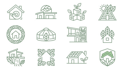 Obraz premium Eco friendly house leaf icons.
