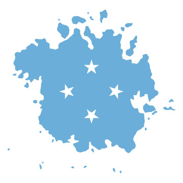 Vector map of the Federated States of Micronesia filled with the national flag colors. Ideal for geography, travel, education, and Pacific island projects.