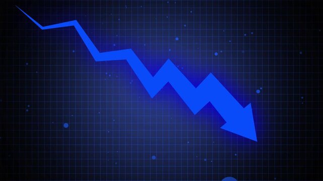 red line is drawn on a black background, representing a downward trend. Concept of decline or loss, possibly related to a financial or economic situation