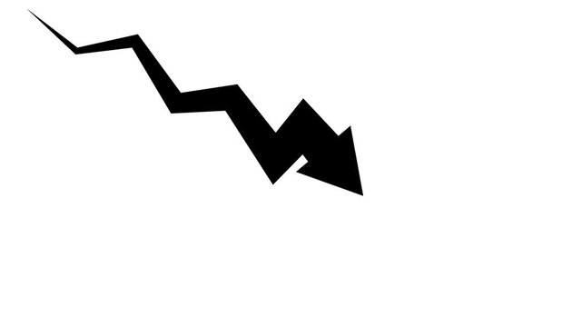 downward arrow on green background representing financial decline economic loss business crisis market downturn and negative performance trend concept