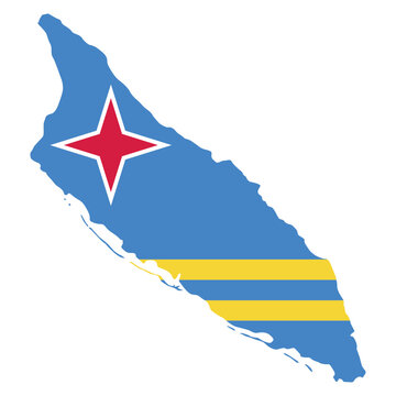Vector map of Aruba filled with the territory flag colors. Perfect for geography, travel, education, and Caribbean-themed projects.