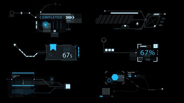  Futuristic user interface HUD GUI digital text number element for cyber technology concept with shallow depth FUI hud element background