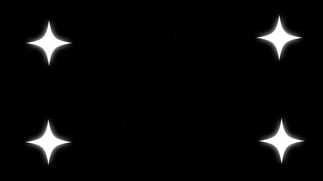 Glowing star light effect shiny sparkle effects a cute doodle vector style on a black screen background.