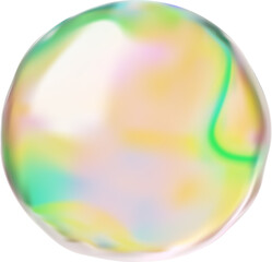 Fototapeta premium A round, iridescent soap bubble with a rough texture and yellow, green, and blurred colors