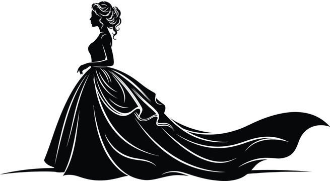 lady in a dress silhouette 8 SVG Elegant Woman SVG Cut File  Fashion Silhouette in Flowing Gown With  Heels  Cricut Clipart for Glam Shirts & Crafts