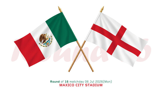 Mexico vs England National Flags Round of 16 Soccer Match Mexico City July 2026