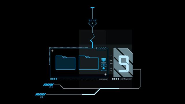 High Tech Hud Digital Circuit Background motion graphics of a futuristic hi-tech computer circuit generated background with chipset patterns and connected data